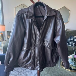 H&M Faux Leather Bomber Jacket NWOT